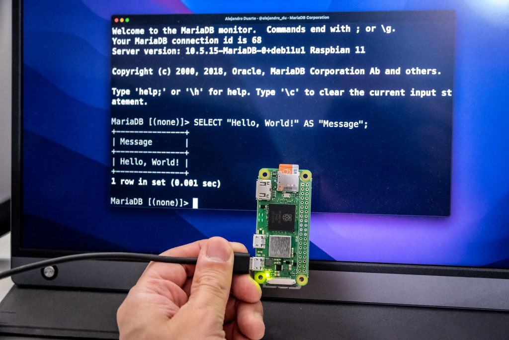 MariaDB running on a Raspberry Pi Zero 2 W