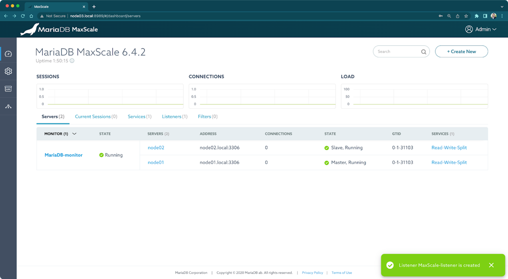 MaxScale configured for read-write split